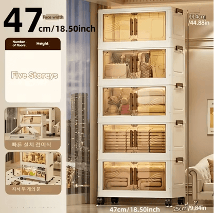 Foldable Storage Box with Clear Door for Clothes Books and Toys Organization