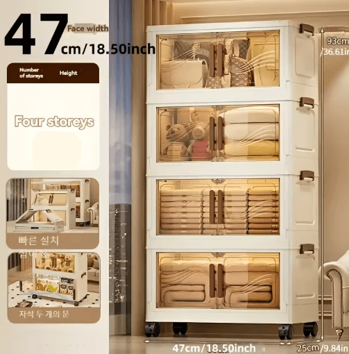 Foldable Storage Box with Clear Door for Clothes Books and Toys Organization
