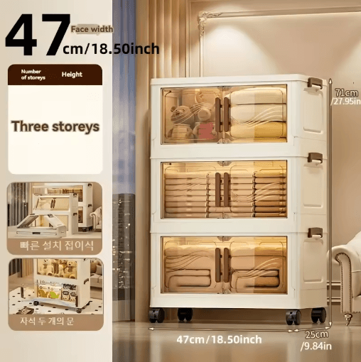 Foldable Storage Box with Clear Door for Clothes Books and Toys Organization