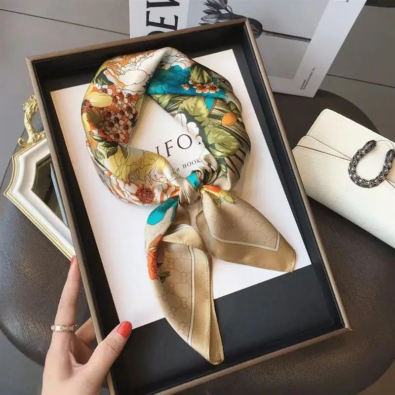 Luxury Silk-Feel Square Scarf – Soft Satin Hairband, Neckerchief & Bag Ribbon