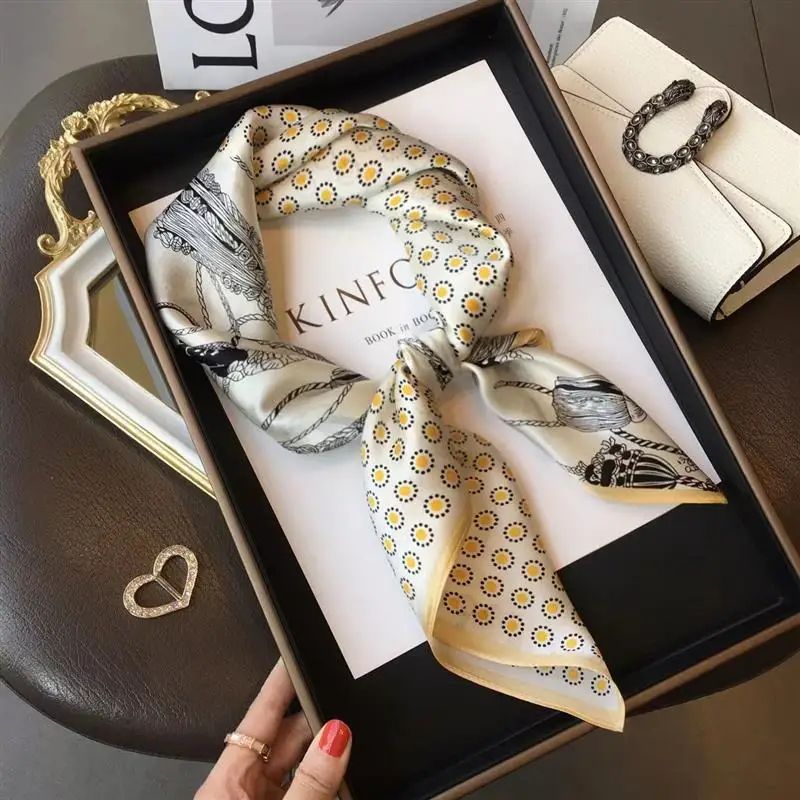 Luxury Silk-Feel Square Scarf – Soft Satin Hairband, Neckerchief & Bag Ribbon