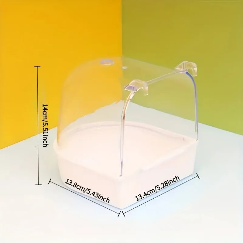 Transparent Splash Proof Bird Bath Tub for Cage with Easy Grip Handle