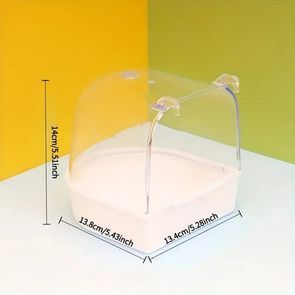 Transparent Splash Proof Bird Bath Tub for Cage with Easy Grip Handle