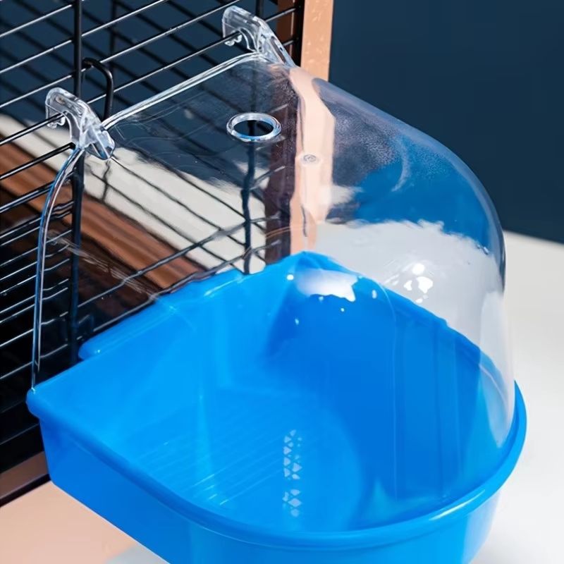 Transparent Splash Proof Bird Bath Tub for Cage with Easy Grip Handle