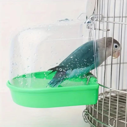 Transparent Splash Proof Bird Bath Tub for Cage with Easy Grip Handle