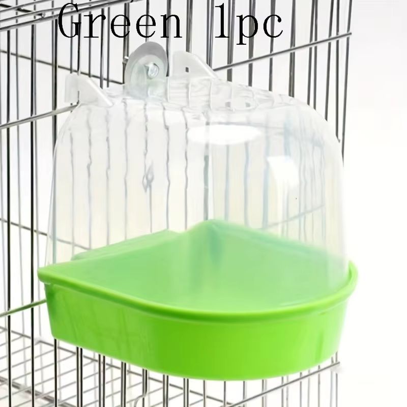 Transparent Splash Proof Bird Bath Tub for Cage with Easy Grip Handle