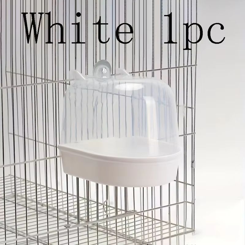 Transparent Splash Proof Bird Bath Tub for Cage with Easy Grip Handle