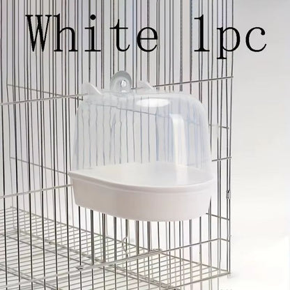 Transparent Splash Proof Bird Bath Tub for Cage with Easy Grip Handle