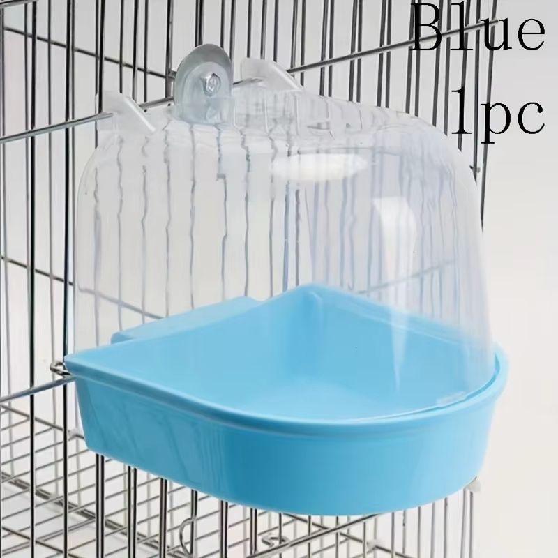 Transparent Splash Proof Bird Bath Tub for Cage with Easy Grip Handle
