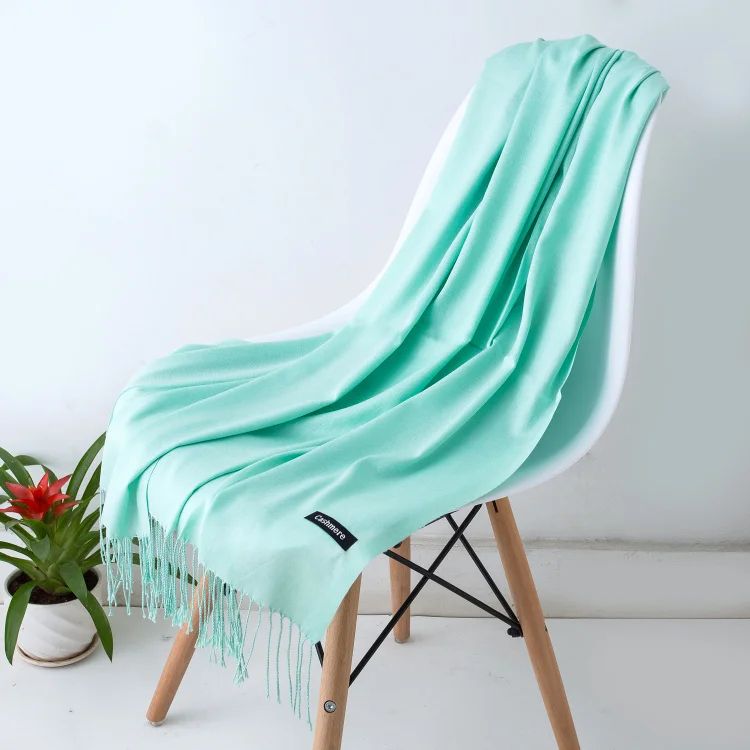 Designer Cashmere Feel Tassel Scarf – Solid Autumn Winter Pashmina Shawl Wrap
