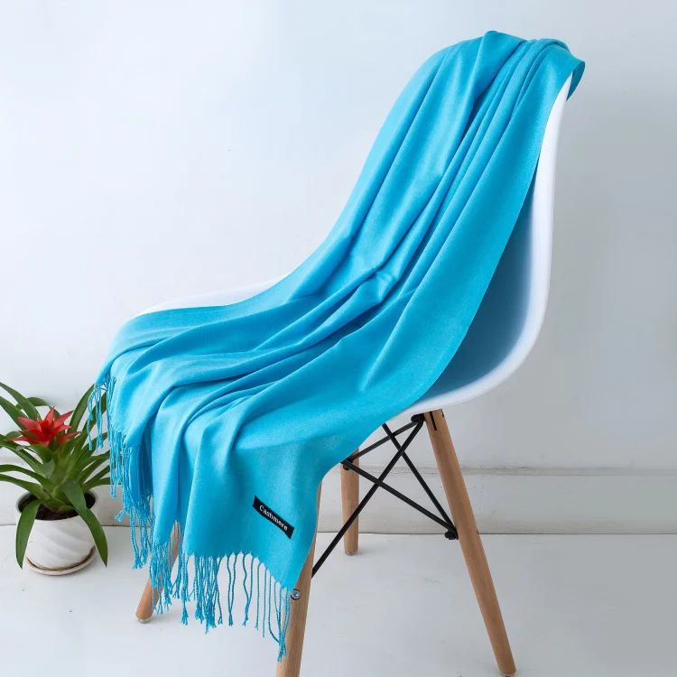 Designer Cashmere Feel Tassel Scarf – Solid Autumn Winter Pashmina Shawl Wrap