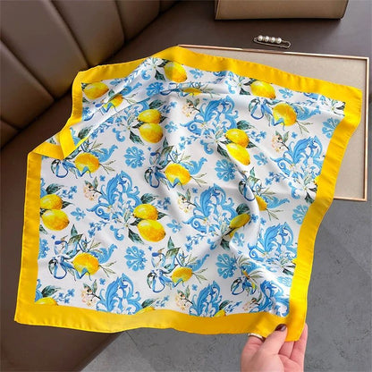 Elegant Lightweight Square Silk Scarf – Breathable Women's Neck & Hair Wrap