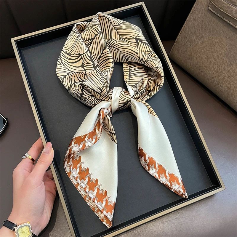 Elegant Lightweight Square Silk Scarf – Breathable Women's Neck & Hair Wrap