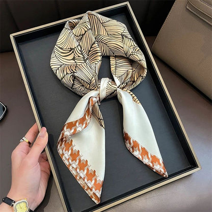 Elegant Lightweight Square Silk Scarf – Breathable Women's Neck & Hair Wrap