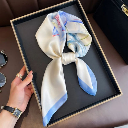 Elegant Lightweight Square Silk Scarf – Breathable Women's Neck & Hair Wrap