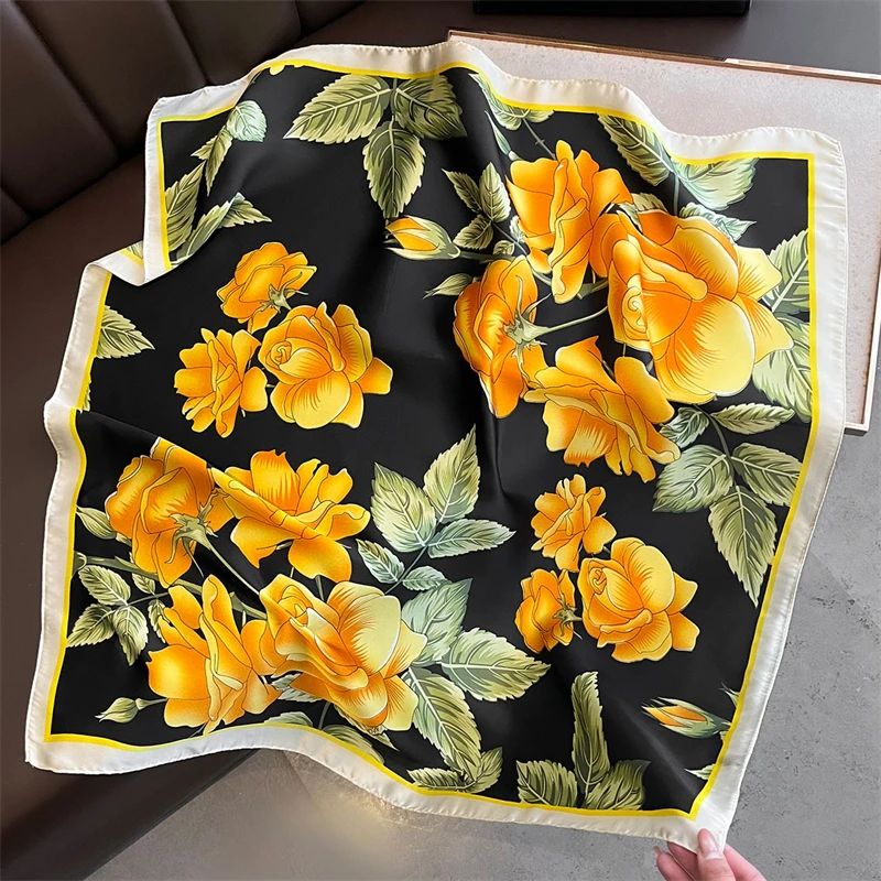 Elegant Lightweight Square Silk Scarf – Breathable Women's Neck & Hair Wrap