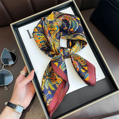 Elegant Lightweight Square Silk Scarf – Breathable Women's Neck & Hair Wrap