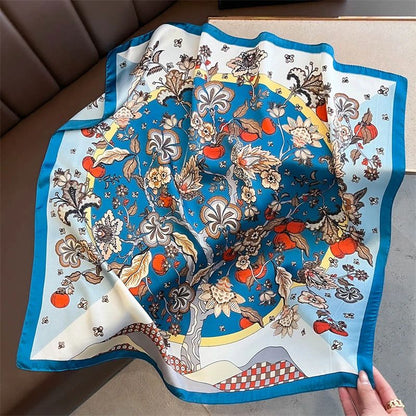 Elegant Lightweight Square Silk Scarf – Breathable Women's Neck & Hair Wrap