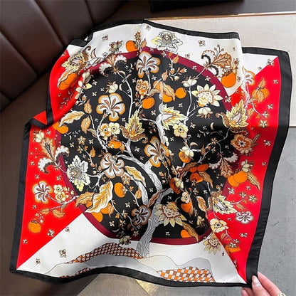 Elegant Lightweight Square Silk Scarf – Breathable Women's Neck & Hair Wrap