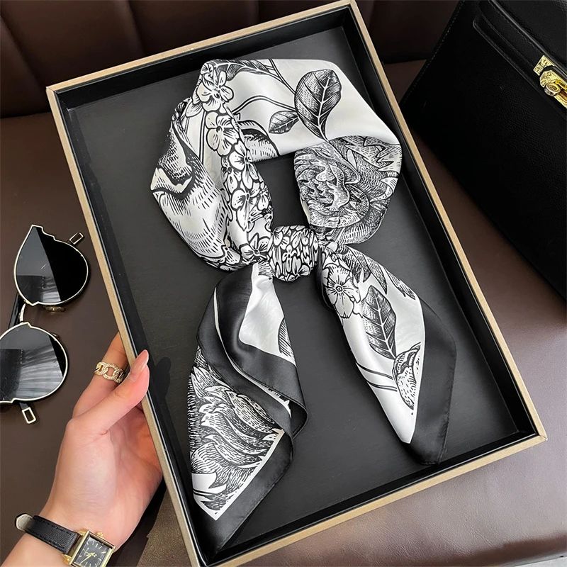Elegant Lightweight Square Silk Scarf – Breathable Women's Neck & Hair Wrap
