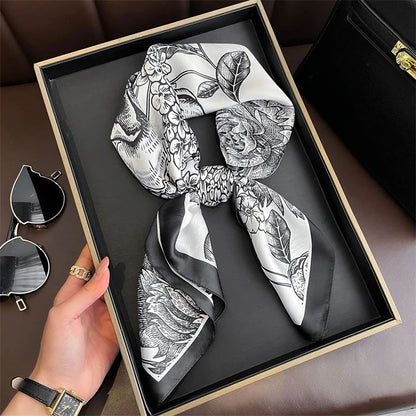 Elegant Lightweight Square Silk Scarf – Breathable Women's Neck & Hair Wrap
