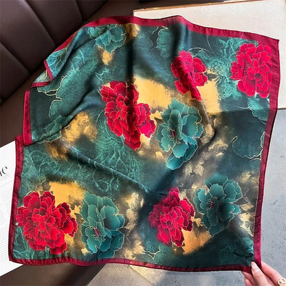 Elegant Lightweight Square Silk Scarf – Breathable Women's Neck & Hair Wrap