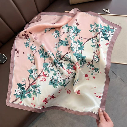 Elegant Lightweight Square Silk Scarf – Breathable Women's Neck & Hair Wrap