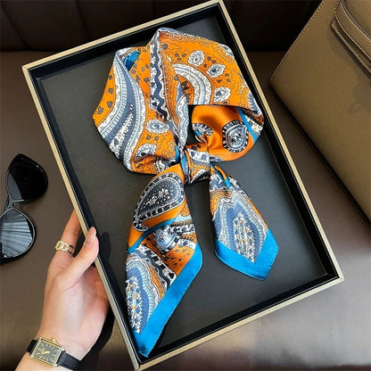 Elegant Lightweight Square Silk Scarf – Breathable Women's Neck & Hair Wrap