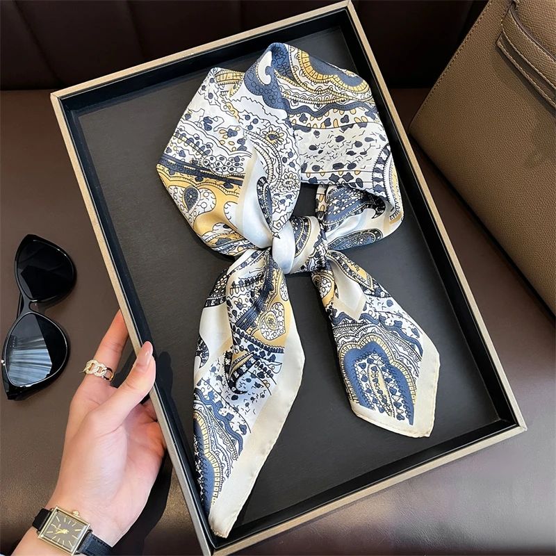 Elegant Lightweight Square Silk Scarf – Breathable Women's Neck & Hair Wrap