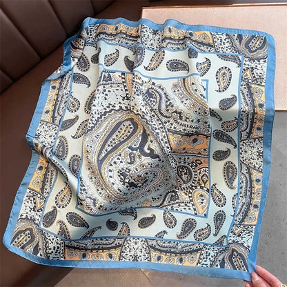Elegant Lightweight Square Silk Scarf – Breathable Women's Neck & Hair Wrap