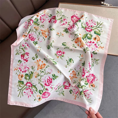 Elegant Lightweight Square Silk Scarf – Breathable Women's Neck & Hair Wrap