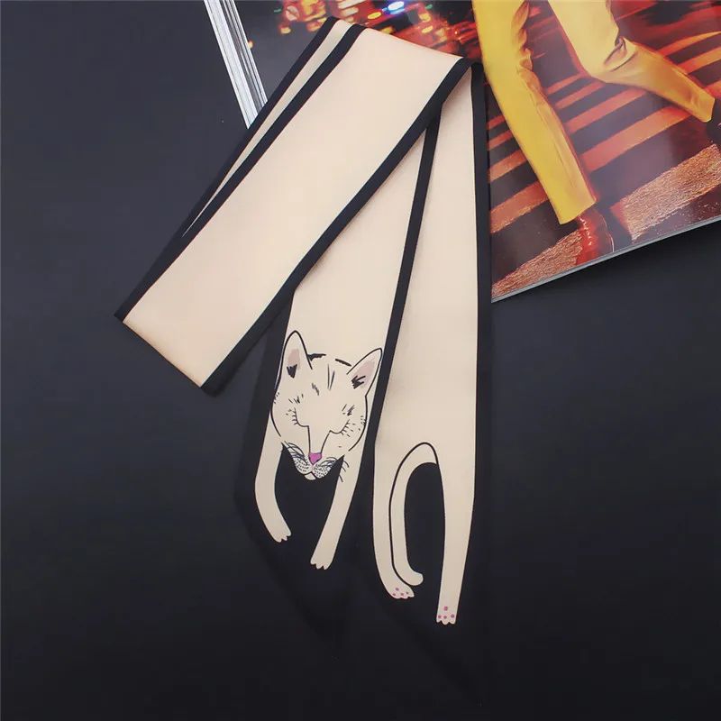 Luxury Animal Print Silk Skinny Scarf – Designer Bag Ribbon & Fashion Hair Tie