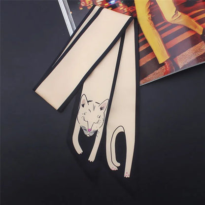 Luxury Animal Print Silk Skinny Scarf – Designer Bag Ribbon & Fashion Hair Tie