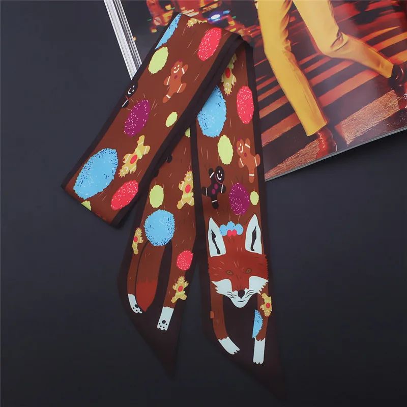 Luxury Animal Print Silk Skinny Scarf – Designer Bag Ribbon & Fashion Hair Tie