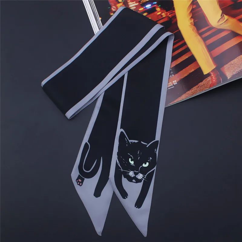Luxury Animal Print Silk Skinny Scarf – Designer Bag Ribbon & Fashion Hair Tie