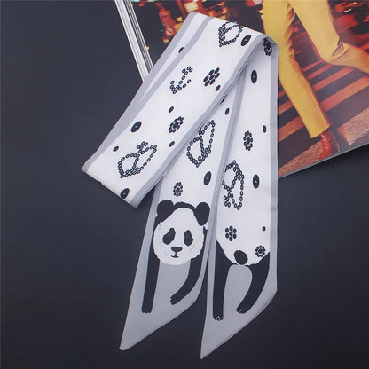 Luxury Animal Print Silk Skinny Scarf – Designer Bag Ribbon & Fashion Hair Tie