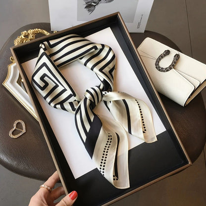 Elegant Nordic Faux Silk Square Scarf – Chic All-Season Decorative Shawl for Women