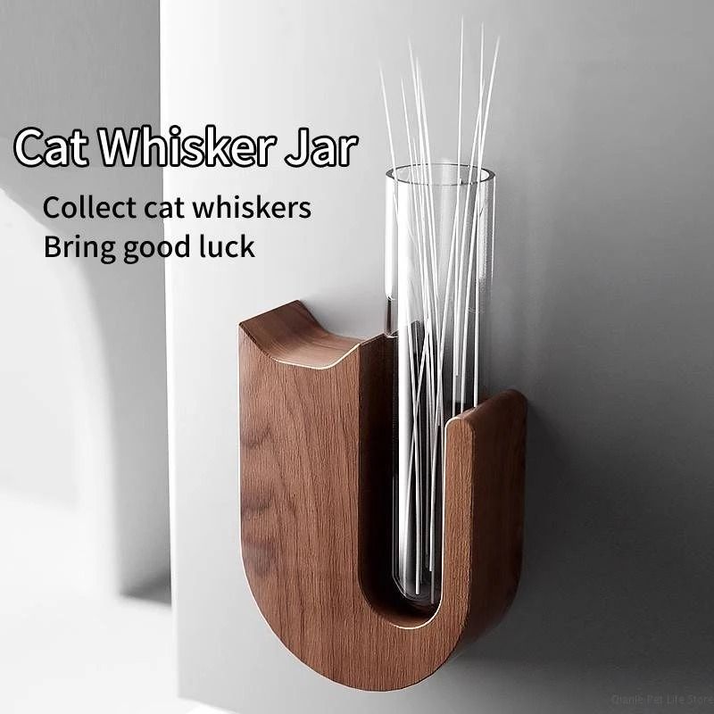 Cat Whisker Storage Jar – High-Performance Wooden Test Tube Vase & Pet Hair Keepsake Magnet