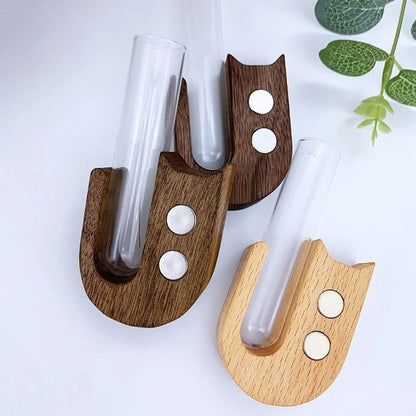 Cat Whisker Storage Jar – High-Performance Wooden Test Tube Vase & Pet Hair Keepsake Magnet