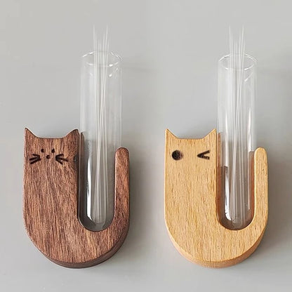 Cat Whisker Storage Jar – High-Performance Wooden Test Tube Vase & Pet Hair Keepsake Magnet