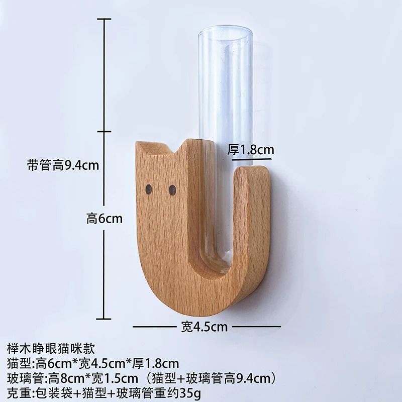 Cat Whisker Storage Jar – High-Performance Wooden Test Tube Vase & Pet Hair Keepsake Magnet