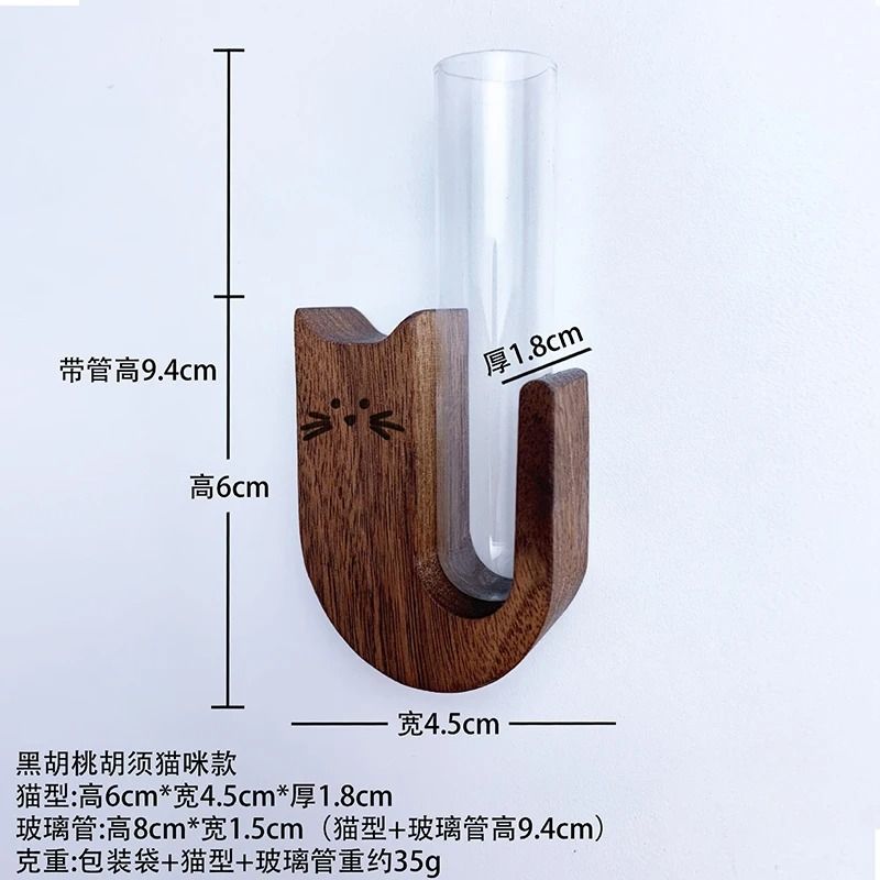 Cat Whisker Storage Jar – High-Performance Wooden Test Tube Vase & Pet Hair Keepsake Magnet