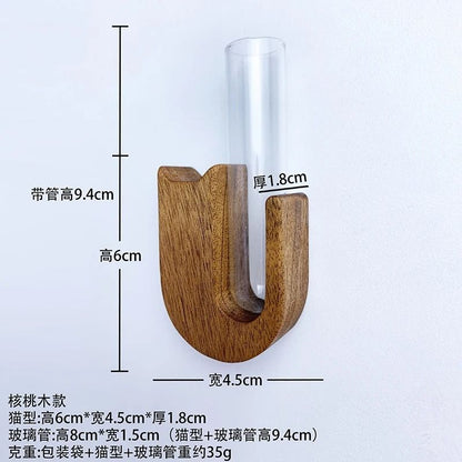 Cat Whisker Storage Jar – High-Performance Wooden Test Tube Vase & Pet Hair Keepsake Magnet