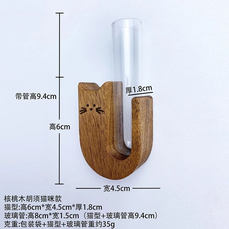 Cat Whisker Storage Jar – High-Performance Wooden Test Tube Vase & Pet Hair Keepsake Magnet