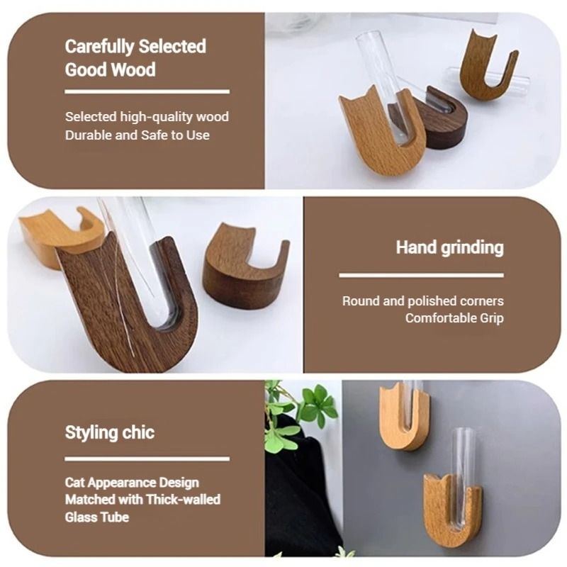 Cat Whisker Storage Jar – High-Performance Wooden Test Tube Vase & Pet Hair Keepsake Magnet