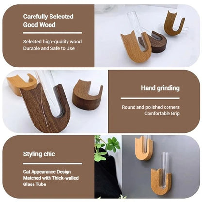 Cat Whisker Storage Jar – High-Performance Wooden Test Tube Vase & Pet Hair Keepsake Magnet