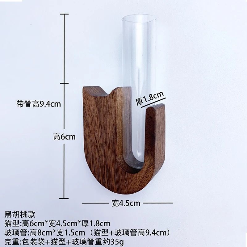 Cat Whisker Storage Jar – High-Performance Wooden Test Tube Vase & Pet Hair Keepsake Magnet