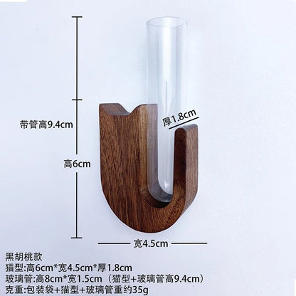 Cat Whisker Storage Jar – High-Performance Wooden Test Tube Vase & Pet Hair Keepsake Magnet