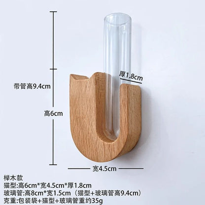Cat Whisker Storage Jar – High-Performance Wooden Test Tube Vase & Pet Hair Keepsake Magnet