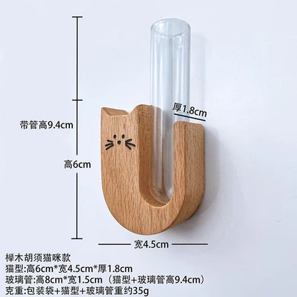 Cat Whisker Storage Jar – High-Performance Wooden Test Tube Vase & Pet Hair Keepsake Magnet